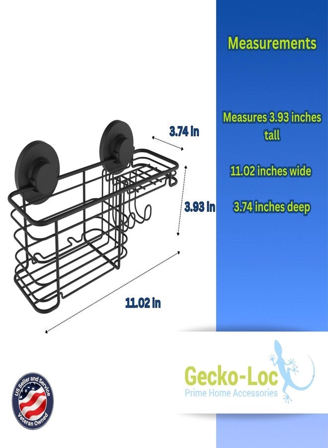 Gecko-Loc Large Combo suction cup wall mount bathroom shower caddy - shampoo storage basket shelf organizer caddie bath shelves - Black - Image 4