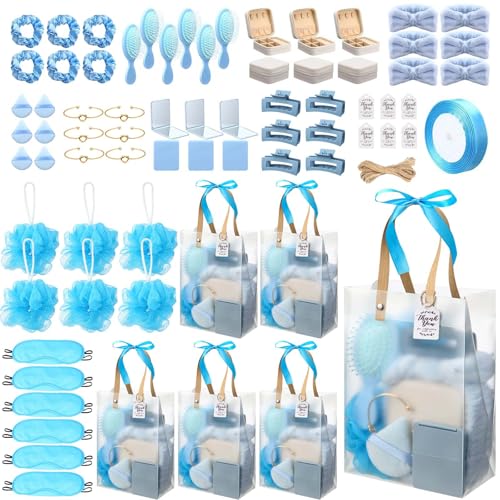 Rigibright 74Pcs Baby Shower Prizes for Game Winners Baby Shower Favors Gifts including Headband Hair Brush Jewelry Box with Gift Bag for Baby Shower Game Prizes Wedding Bridal Shower Favors (Blue) - Image 1