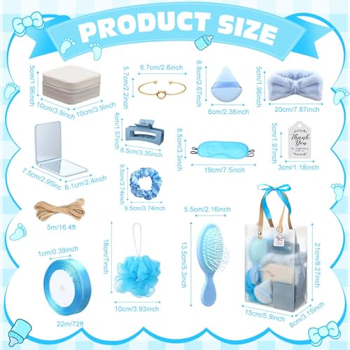 Rigibright 74Pcs Baby Shower Prizes for Game Winners Baby Shower Favors Gifts including Headband Hair Brush Jewelry Box with Gift Bag for Baby Shower Game Prizes Wedding Bridal Shower Favors (Blue) - Image 3