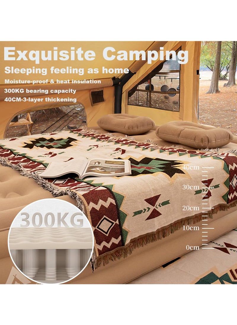 Generic - Air Bed Mettress with Built-in Electric Pump, Inflatable Air Mettress Sleeping Pad, Portable Roll Up Bed, Inflatable Outdoor Mat for Tent Camping Car Truck for 2 People (Double Person/High) - Image 1