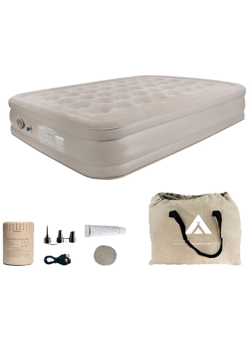Generic - Air Bed Mettress with Built-in Electric Pump, Inflatable Air Mettress Sleeping Pad, Portable Roll Up Bed, Inflatable Outdoor Mat for Tent Camping Car Truck for 2 People (Double Person/High) - Image 1