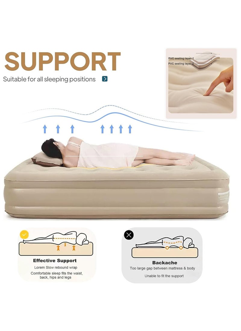 Generic - Air Bed Mettress with Built-in Electric Pump, Inflatable Air Mettress Sleeping Pad, Portable Roll Up Bed, Inflatable Outdoor Mat for Tent Camping Car Truck for 2 People (Double Person/High) - Image 1