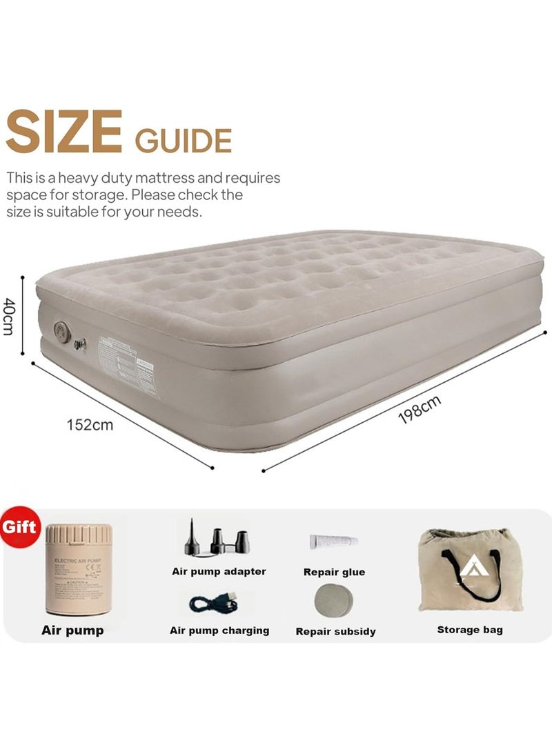Generic - Air Bed Mettress with Built-in Electric Pump, Inflatable Air Mettress Sleeping Pad, Portable Roll Up Bed, Inflatable Outdoor Mat for Tent Camping Car Truck for 2 People (Double Person/High) - Image 1