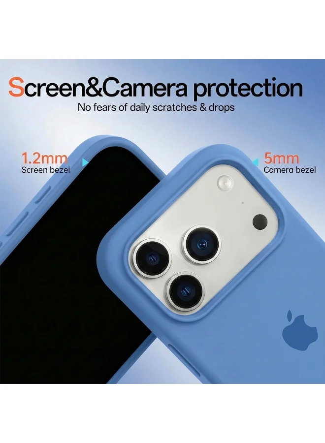 موبكوس جراب Mobcos iPhone 17 Pro الأزرق الفاخر المصنوع من السيليكون المغناطيسي مع خاصية الشحن اللاسلكي | ملمس ناعم كالحرير | حماية فائقة ضد الصدمات بمعايير عسكرية | توافق مغناطيسي قوي | غطاء أنيق ونحيف