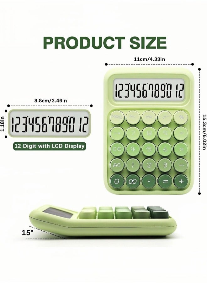 ARUWA Standard Gradient Green Calculator,12 Digit Display and Big Buttons, Cute Desk Calculator Office Teachers Students School Accessory  - Image 3