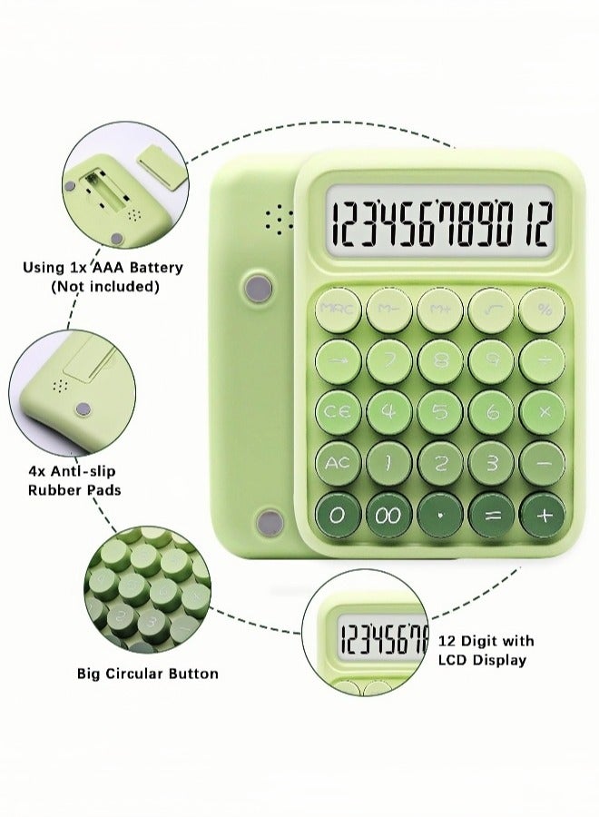 Generic Big Button Calculator, Mechanical Switch Calculator with 12 Digit Large LCD Display, Forest Green Candy Button Calculator with Automatic Sleep, Cute Calculator for Office, School and Home - Image 3