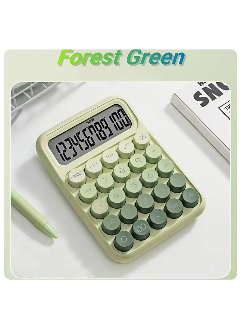 Generic Big Button Calculator, Mechanical Switch Calculator with 12 Digit Large LCD Display, Forest Green Candy Button Calculator with Automatic Sleep, Cute Calculator for Office, School and Home - Image 1