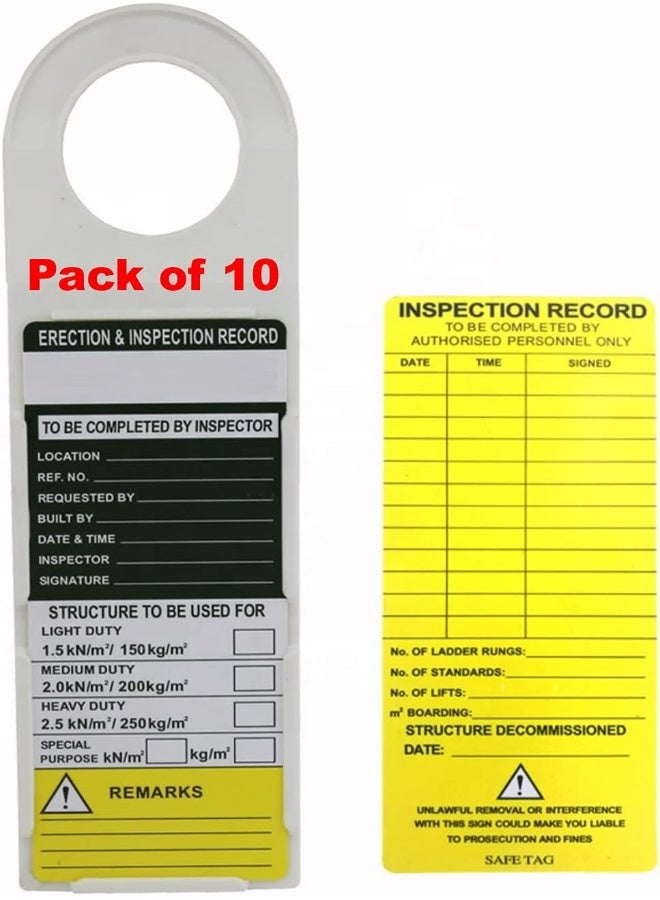 Royal Apex Scaffolding Status Holder And Scaffolding And Construction Inspection Tags 11-3/4" Height 3/2" Width Pack Of 10  - Image 1