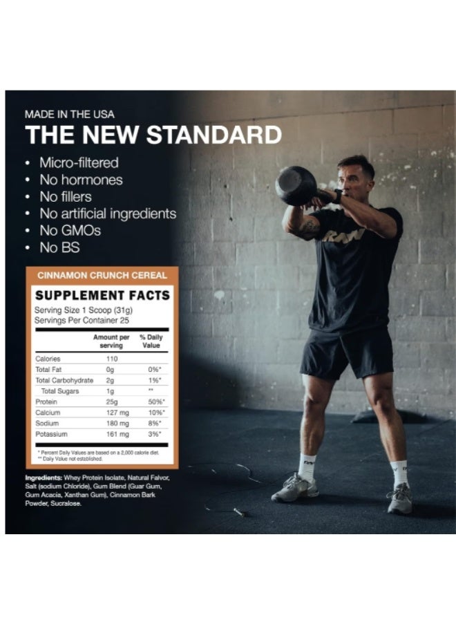 RAW Nutrition CBUM Whey Protein Isolate – 100% Micro-Filtered Itholate Powder, Cinnamon Cereal (775g / 25 Servings) – 25g Pure Protein, Low Carb & Low Fat Post-Workout Recovery - Image 4
