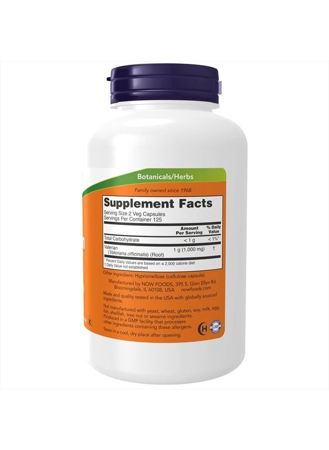 now - Supplements, Valerian Root (Valeriana officinalis) 500 mg, Herbal Supplement, 250 Veg Capsules - Image 1