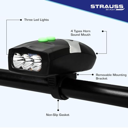 Strauss Bicycle LED Headlight With Horn | Bike Lamp & Universal Adjustable Front Head Light | 2 in 1 Device (Pack of 2) - Image 5
