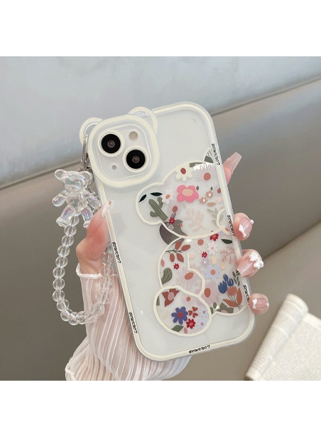 Wffo 11-in-1 - For iPhone 15 Case - Screen Protector / Camera Lens Protector / Screen Protector on the Back / Dust Plug / Clear MagSafe Bracket / With Lanyard - Cute Flowers Bear Clear Case - TPU Drop Protection - Full Body Protection Shock Case  - Image 3