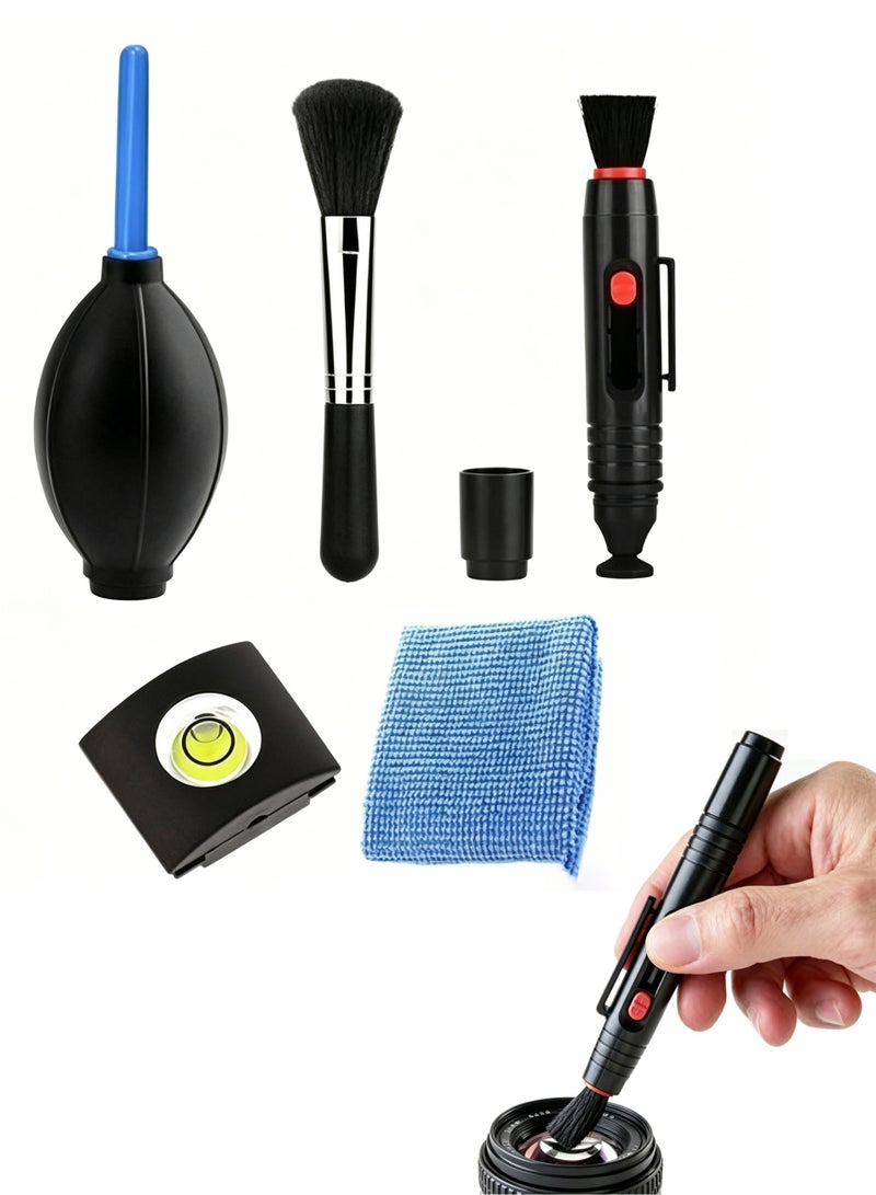 LuckSa 5-in-1 Camera Lens Cleaning Kit with Lens Cleaning Pen, Camera Air Blower, Microfiber Cleaning Cloth, Level Gauge and Brush, Lens Cleaner Kit for Camera, notebook, Cell Phones and Keyboard Clean - Image 1