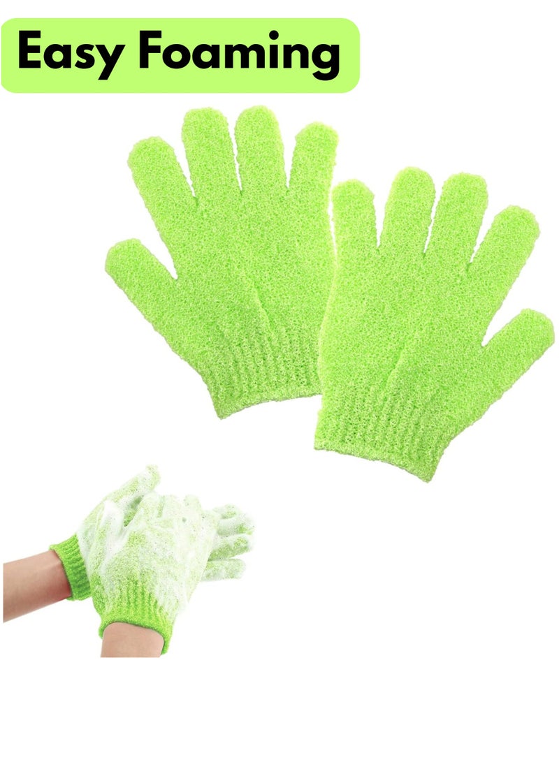 2pcs Exfoliating Gloves, Double Sided Bath Gloves, Skin Exfoliator for Body, Spa Massage Dead Skin Cell Remover, Shower Accessories for Women and Men | Green - Image 2