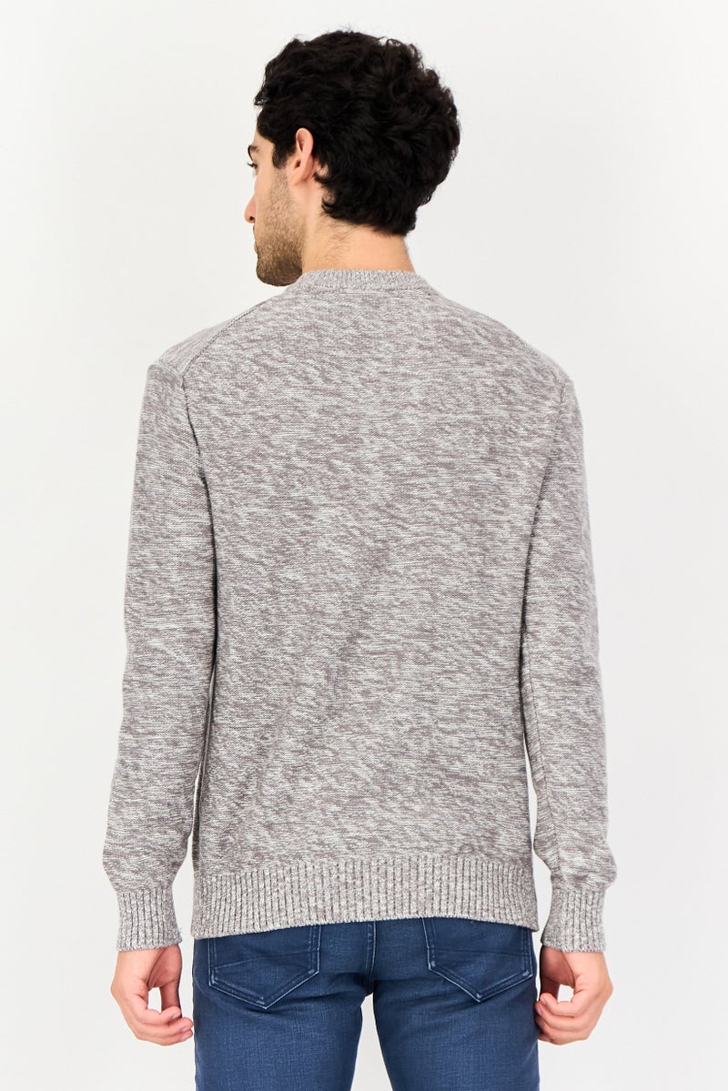 Celio Men Crew Neck Heather Sweater, Grey - Image 3