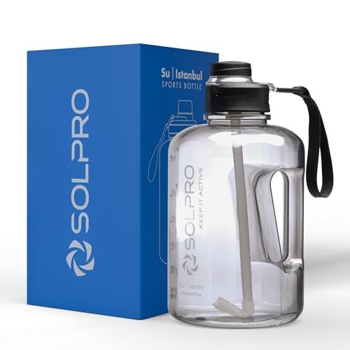 Solpro Su Istanbul Gallon Gym Bottle 2.46 litre for Gym workout, gallon for adults, water bottle 2+ litres, 2 litre sipper for men women, Leakproof BPA Free (Black) - Image 1