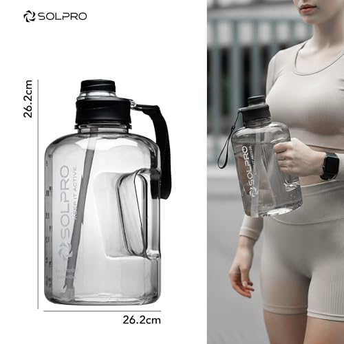 Solpro Su Istanbul Gallon Gym Bottle 2.46 litre for Gym workout, gallon for adults, water bottle 2+ litres, 2 litre sipper for men women, Leakproof BPA Free (Black) - Image 3