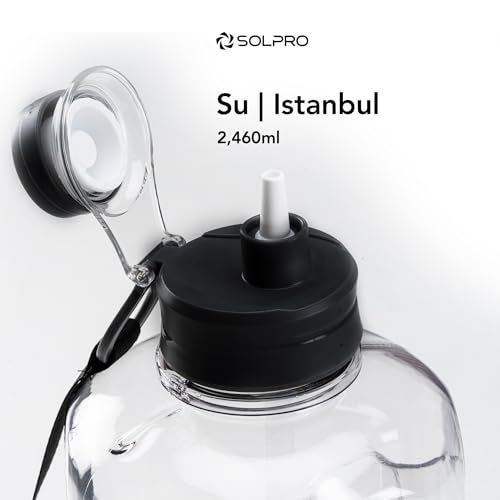 Solpro Su Istanbul Gallon Gym Bottle 2.46 litre for Gym workout, gallon for adults, water bottle 2+ litres, 2 litre sipper for men women, Leakproof BPA Free (Black) - Image 5