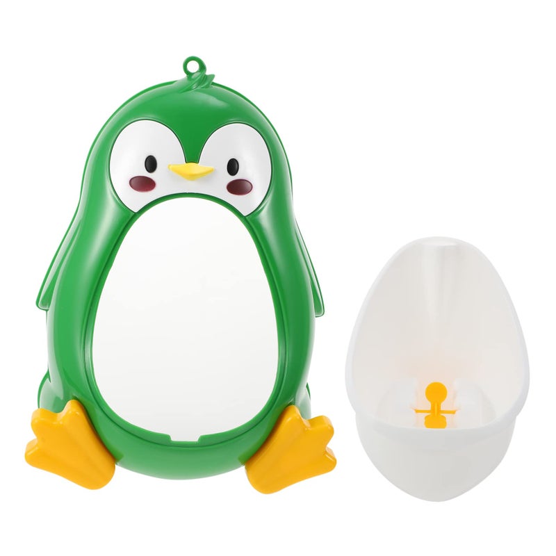 Penguin Shape Wall Mounted Potty Trainer For Boys And Girls Easy To Use Green Color - Image 2