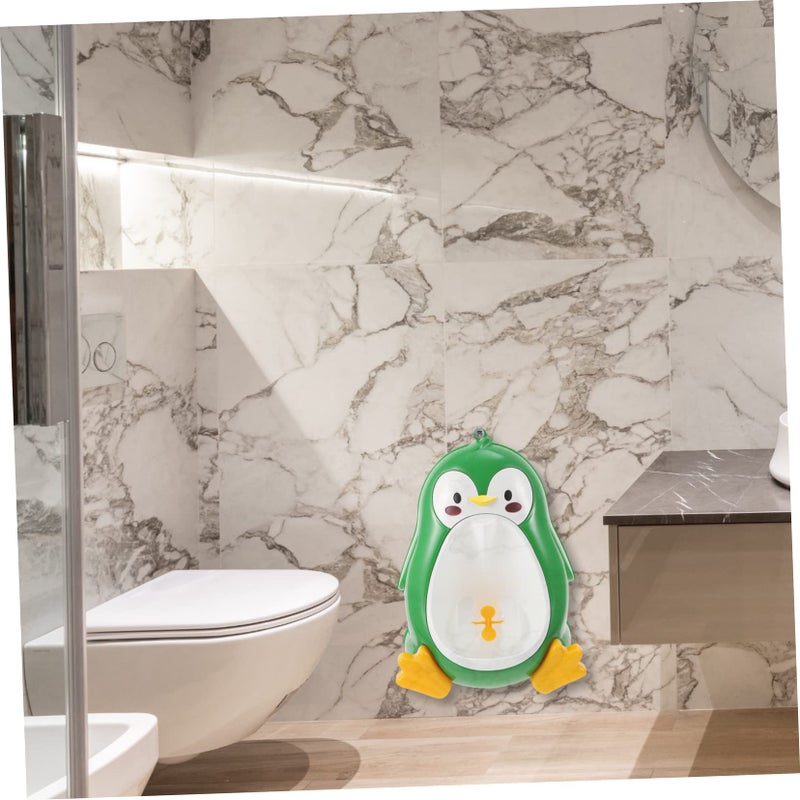 Penguin Shape Wall Mounted Potty Trainer For Boys And Girls Easy To Use Green Color - Image 3