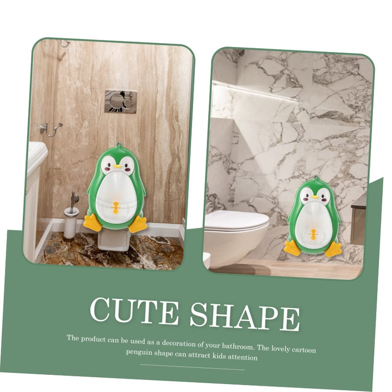 Penguin Shape Wall Mounted Potty Trainer For Boys And Girls Easy To Use Green Color - Image 5