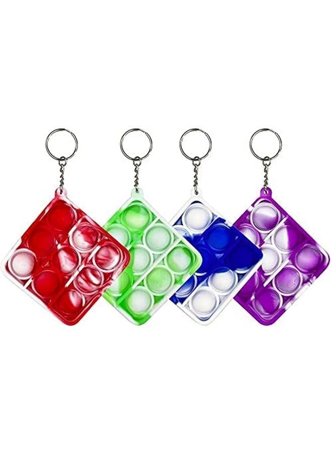 NIBEMINENT 4-Piece Push Pop It Bubble Fidget Sensory Keychain Toy