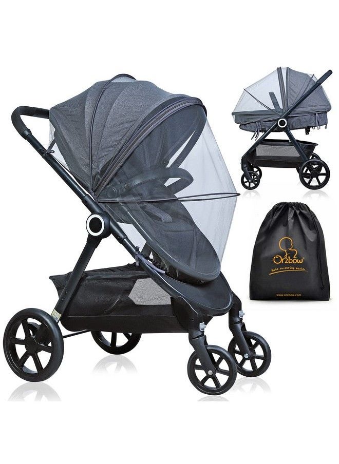 Orzbow - Universal Mosquito Net For Strollerbaby Bug Net With Twoway Zippers & Storage Bagbreathable & Foldable Mosquito Nets For Strollerscar Seatbassinetcradleportable Mini Crib (Dark Grey) - Image 1