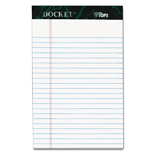TOPS Docket Writing Tablet, 5 x 8 Inches, Perforated, White, Narrow Rule, 50 Sheets per Pad, 6 Pads per Pack (63366) - Image 1