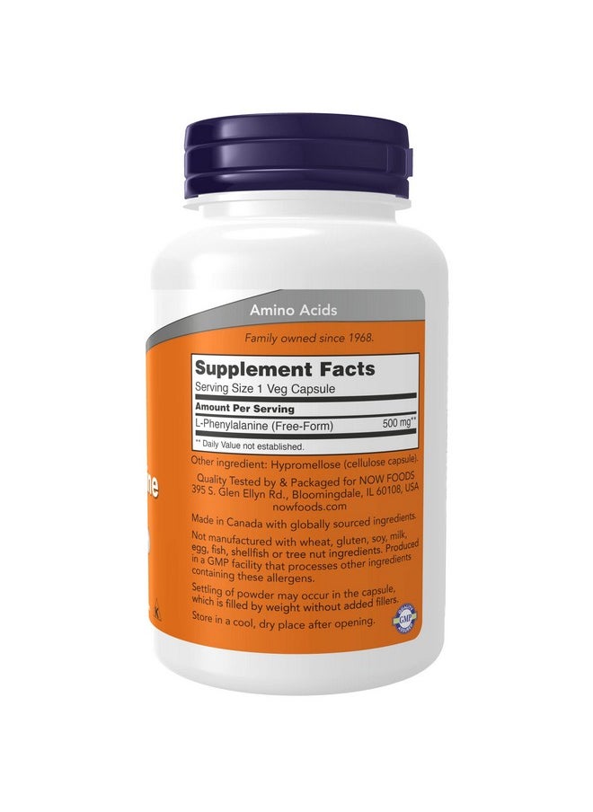 now Supplements Lphenylalanine 500 Mg Nervous System Support* Amino Acid 120 Veg Capsules  - Image 3