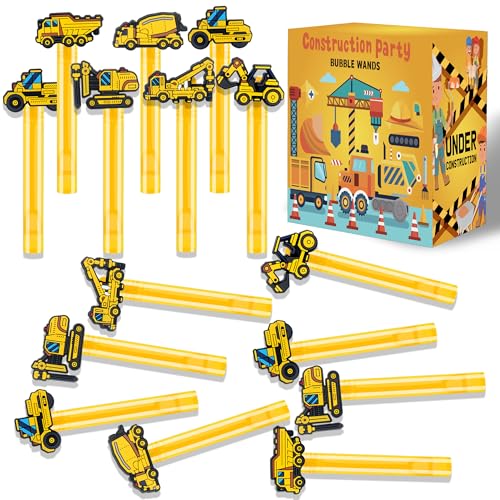 PLOUGVI 24Pcs Construction Bubble Wands for Kids Construction Party Supplies Favors Decorations Pinata Goodie Bag Stuffers Classroom Prizes - Image 1