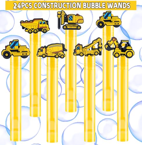 PLOUGVI 24Pcs Construction Bubble Wands for Kids Construction Party Supplies Favors Decorations Pinata Goodie Bag Stuffers Classroom Prizes - Image 5