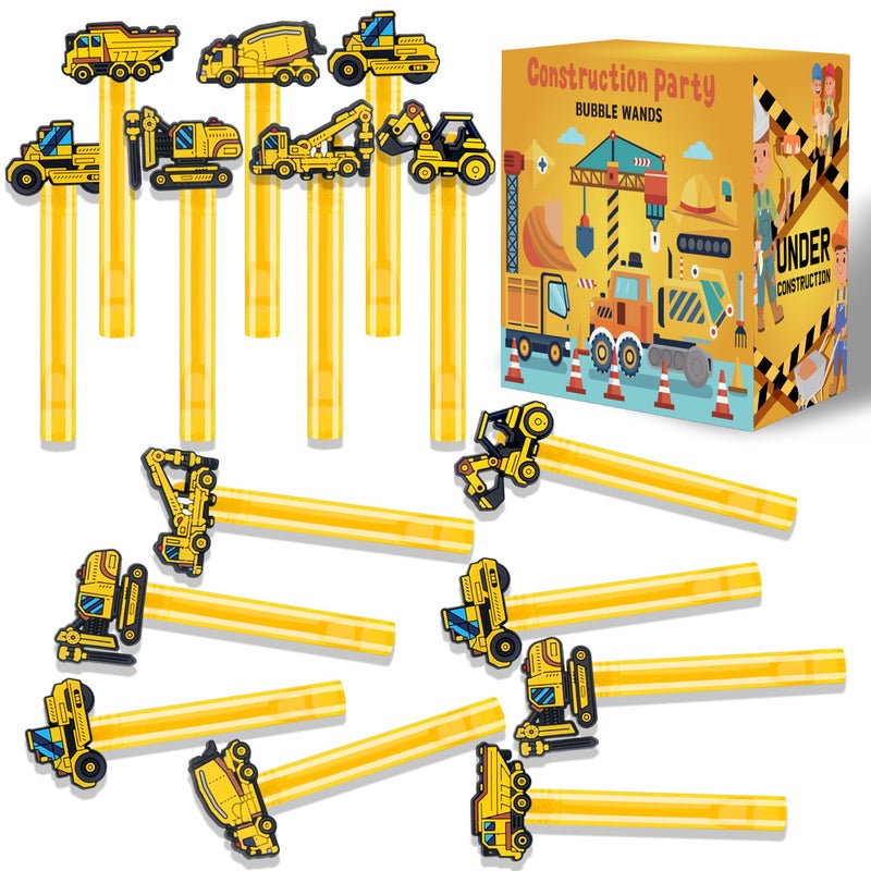 PLOUGVI 24Pcs Construction Bubble Wands for Kids Construction Party Supplies Favors Decorations Pinata Goodie Bag Stuffers Classroom Prizes - Image 3