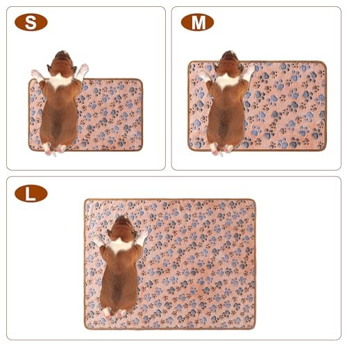 CADONO 1 Pack 3 Blankets Super Soft Fluffy Premium Fleece Pet Blanket Flannel Paw Printed Throw for Dog Puppy Cat Small 23x16 Beige Grey Navy - Image 3