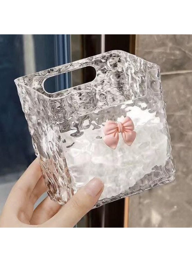ماركة غير محددة منظم مستحضرات تجميل وحمام أكريليك - تصميم شفاف مزين بوردة وردية - يساعد على ترتيب الأغراض الصغيرة واستغلال مساحة الحائط - يثبت باللاصق مزدوج الوجه المرفق - مناسب للتسريحة والحمام والاستخدام اليومي - Image 4