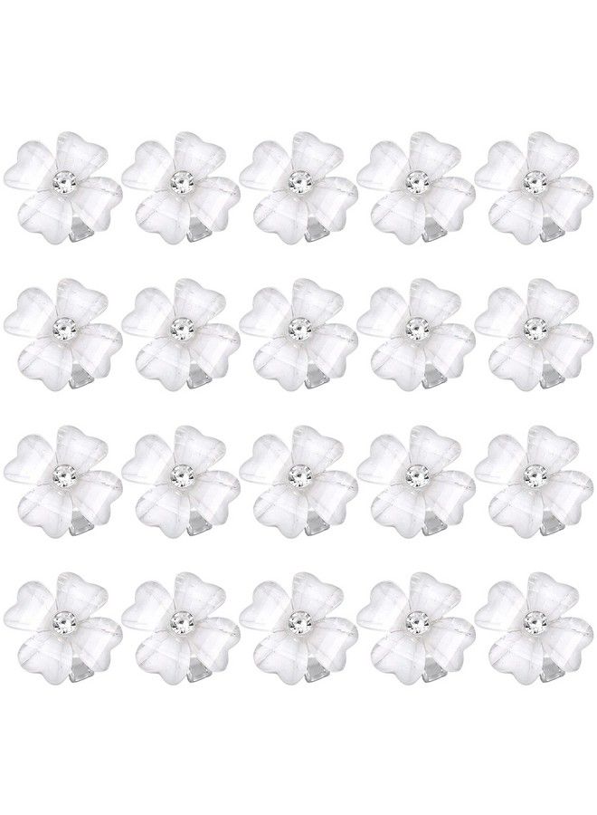 Wecoe 20 Pcs Small White Flower Hair Clips Girls Tiny Mini Claw Clips Cute Decorative Hair Clips Four Petals Bling Hair Clips Kids Baby Toddler Girls Wedding Hair Accessories For Women Girls Gift - Image 1