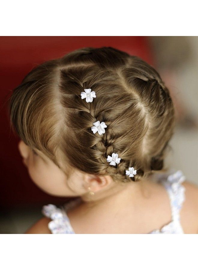 Wecoe 20 Pcs Small White Flower Hair Clips Girls Tiny Mini Claw Clips Cute Decorative Hair Clips Four Petals Bling Hair Clips Kids Baby Toddler Girls Wedding Hair Accessories For Women Girls Gift - Image 3