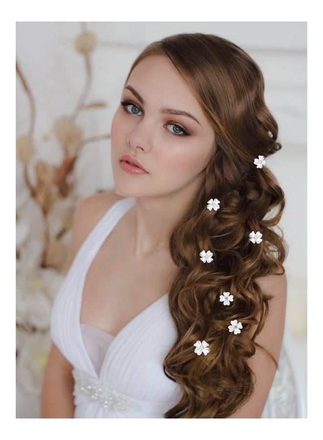 Wecoe 20 Pcs Small White Flower Hair Clips Girls Tiny Mini Claw Clips Cute Decorative Hair Clips Four Petals Bling Hair Clips Kids Baby Toddler Girls Wedding Hair Accessories For Women Girls Gift - Image 4