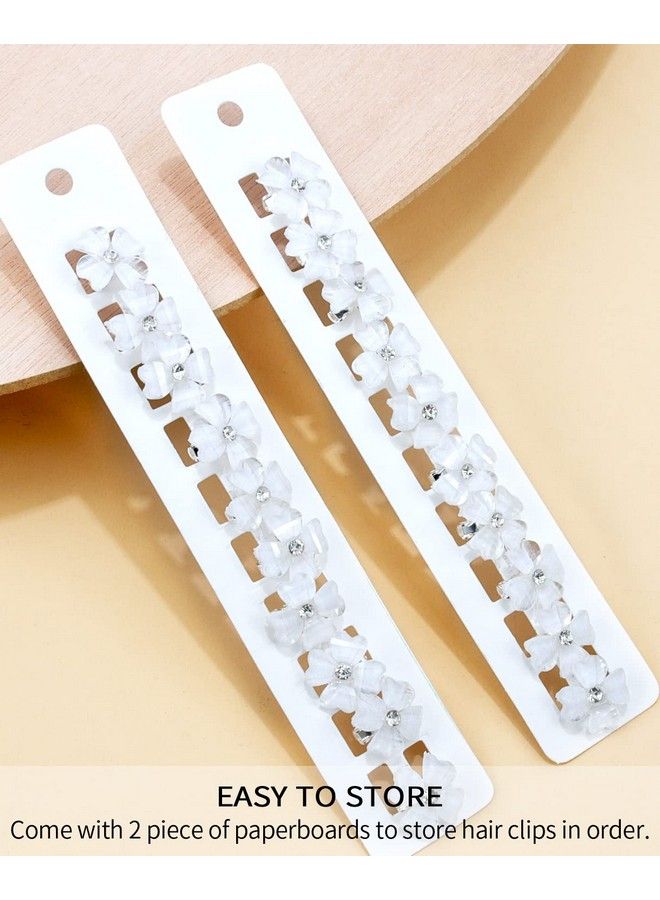 Wecoe 20 Pcs Small White Flower Hair Clips Girls Tiny Mini Claw Clips Cute Decorative Hair Clips Four Petals Bling Hair Clips Kids Baby Toddler Girls Wedding Hair Accessories For Women Girls Gift - Image 5