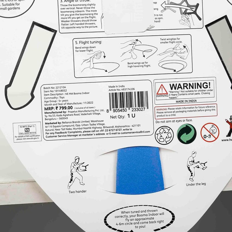 Hamleys بومه بوميرانغ – لعبة نجمة دوارة عائدة للأطفال 5 سنوات وما فوق | بوميرانغ سهل الاستخدام في الهواء الطلق للمبتدئين | ناعم وآمن وألوان متنوعة - Image 4