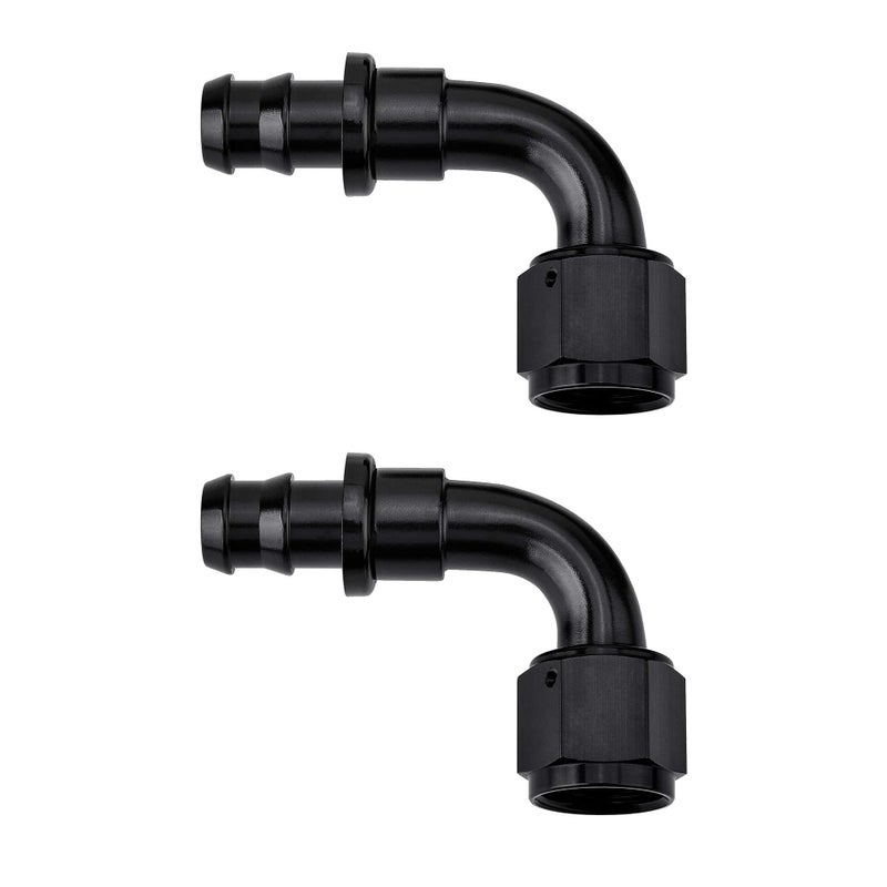 Evil Energy 8AN 90 Degree Push Lock Hose Fitting End Black 2PCS - Image 1