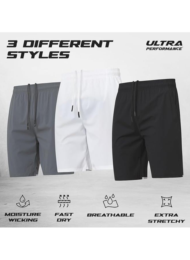 سبال شورت سباحة رجالي – شورت سباحة سريع الجفاف للبحر، المسبح والرياضة – أسود، أبيض، رمادي - Image 4