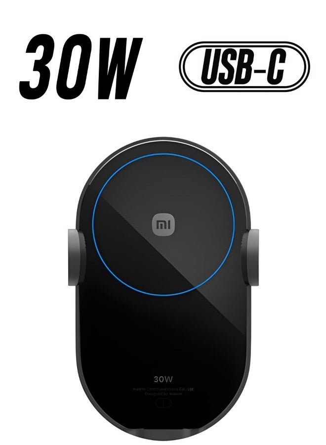 Mi 30W Max Qi Wireless Car Charger Auto Pinch with Intelligent Infrared Sensor Fast Charging Car Phone Holder Black - Image 1
