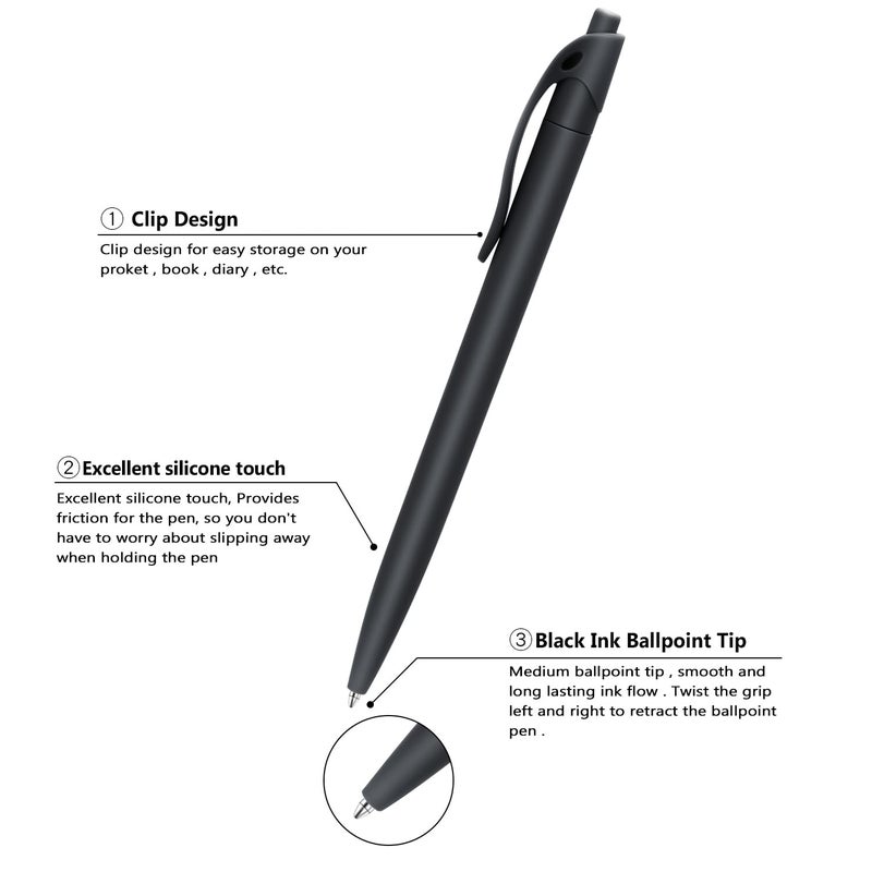 あおぞら(AOZORA) Aozora Pens Bulk 30 Pack Black Click Pens No Bleed Wholesale Retractable Ballpoint Pens Medium Point,Smooth Ink Pens for Journaling School Office Supplies 1.0MM Black Ink - Image 2