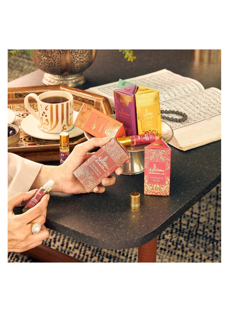 DUKHNI Attar Oil Set Authentic Arabic Fragrance Oils Sandalia, Sandal Mukhamara, Sandal Rose, Sandal Ambari, Sandal Khus, Sandal Jasmine 6ml each - Image 2