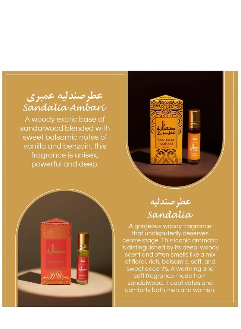 DUKHNI Attar Oil Set Authentic Arabic Fragrance Oils Sandalia, Sandal Mukhamara, Sandal Rose, Sandal Ambari, Sandal Khus, Sandal Jasmine 6ml each - Image 4