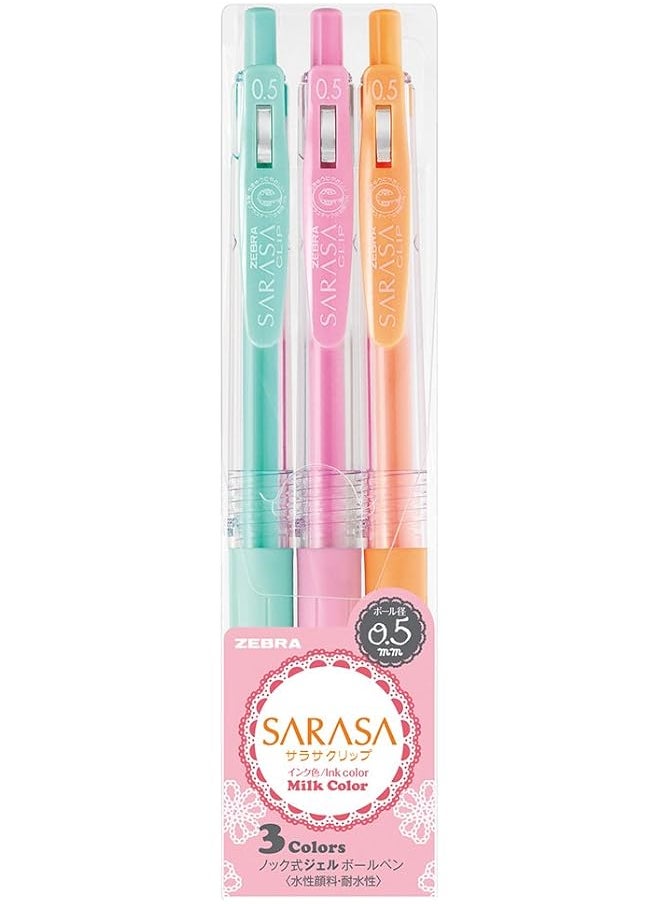 ZEBRA Gel Ballpoint Pen Sarasa Clip 0.5 Milk 3 Colors 10 B Jj15 3C Mk  - Image 1
