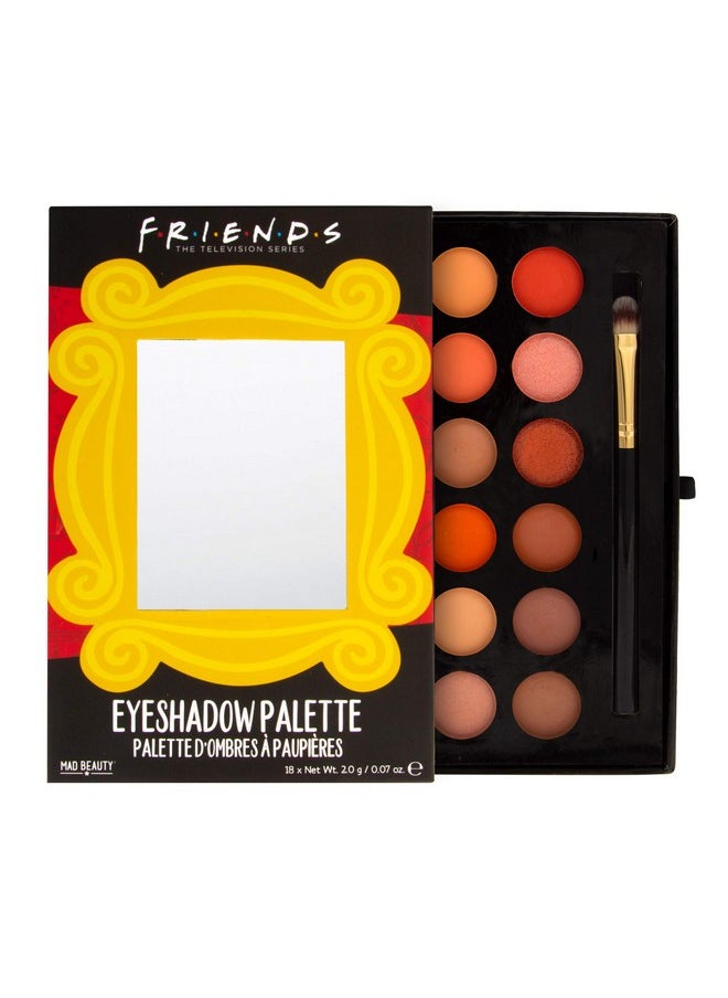 Mad Beauty Friends Tv Show Make Up Eyeshadow Palette With Brush Gorgeous Neutral Colors For Everyday Beauty Looks And Routines Easy To Use Shades Warm Nudes Browns Oranges  - Image 2