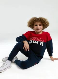U.S. Polo Assn. U.S. Polo Assn. Boys Navy/Red Tracksuit Set