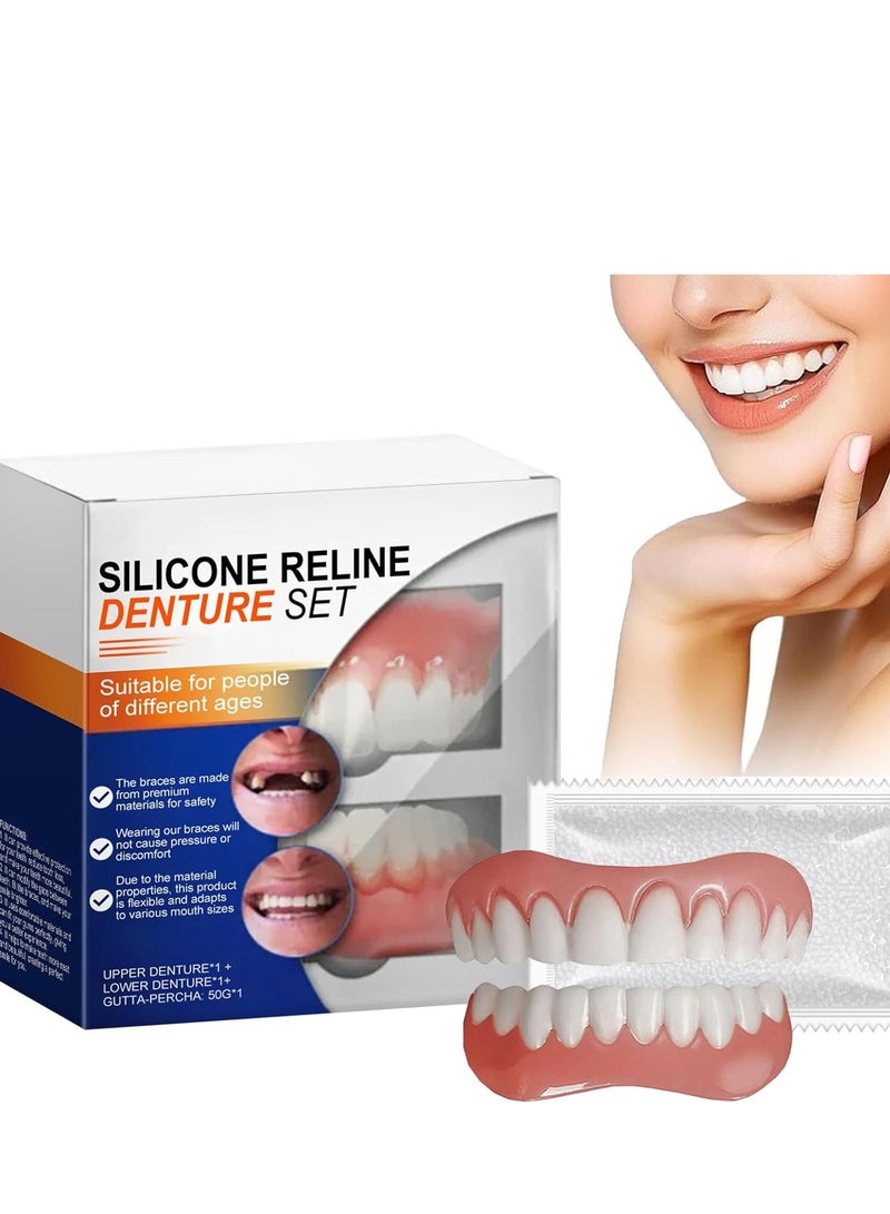 Silicone Reline Denture Set, Denture Silicone Reline Kit for Dentures, Soft Denture Reline Kit for Men and Women, Unisex Denture Reline Kit is Suitable for securing Upper and Lower dentures (1Pcs) - Image 1