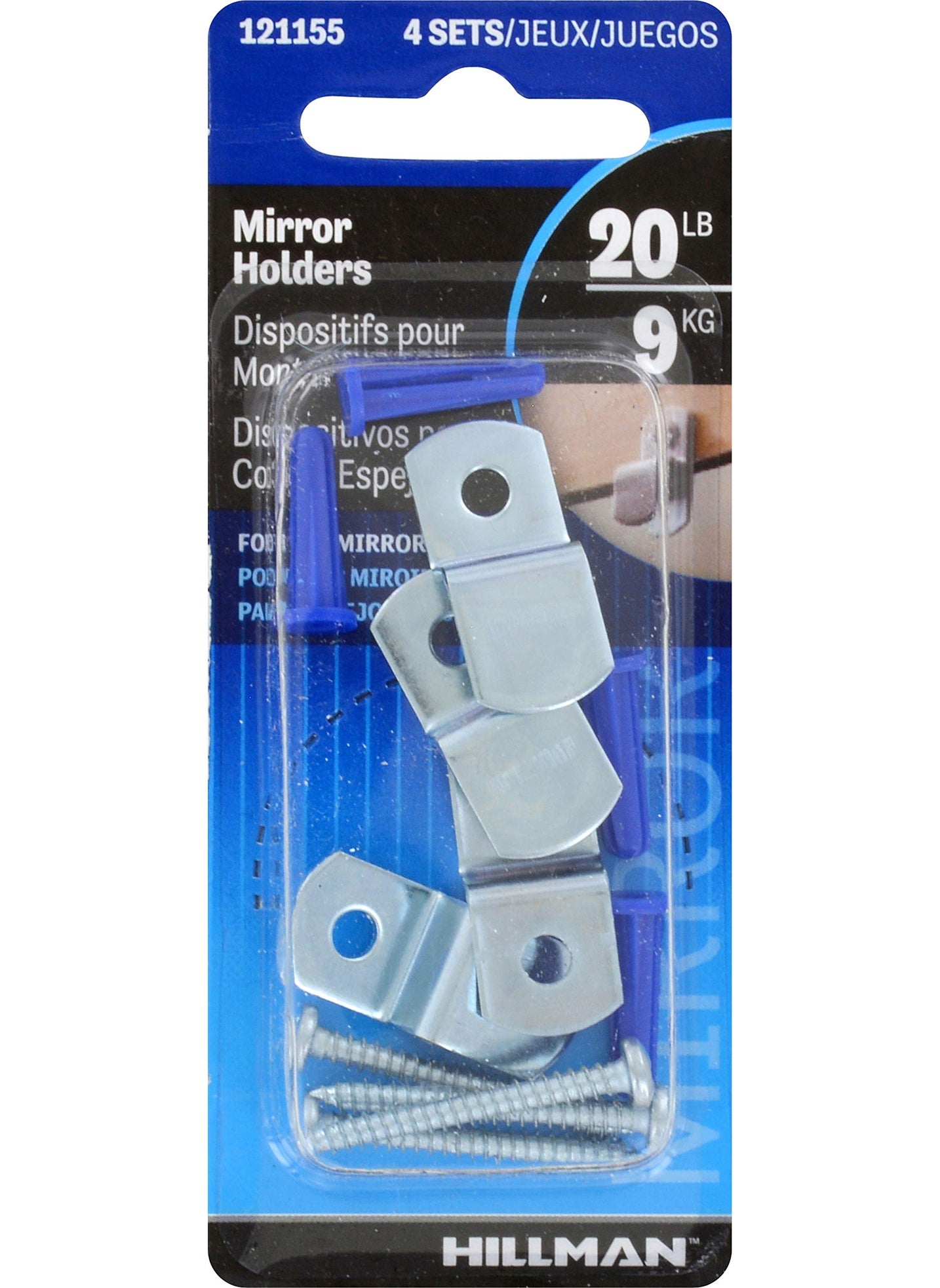 Hillman Hillman 121155 Metal Mirror Holder Kit, Steel  - Image 2